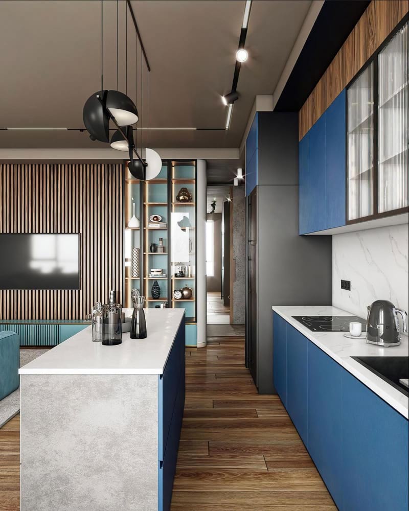 Scandinavian kitchen stone countertop design