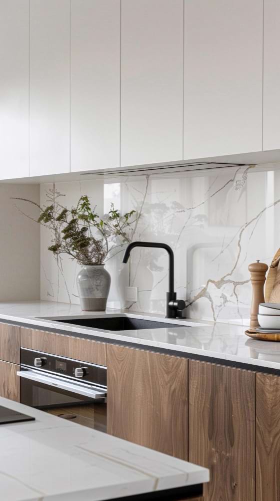 Modern kitchen island stone countertop dark