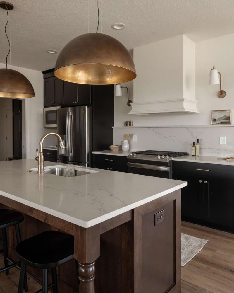 White kitchen stone countertop contrast