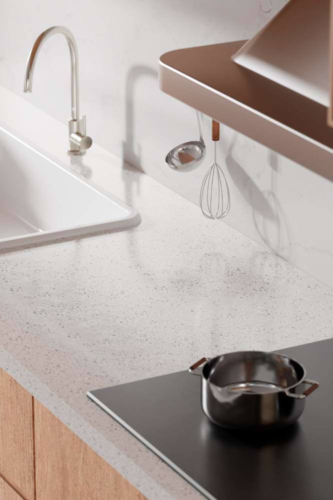 Luxury kitchen stone surface bright