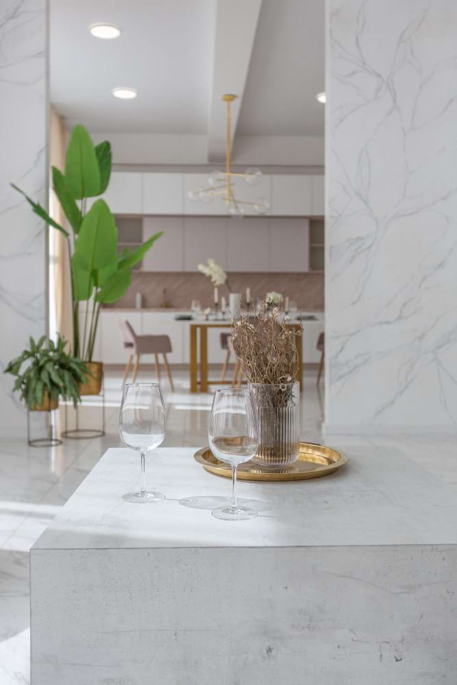 Natural stone kitchen countertop textured