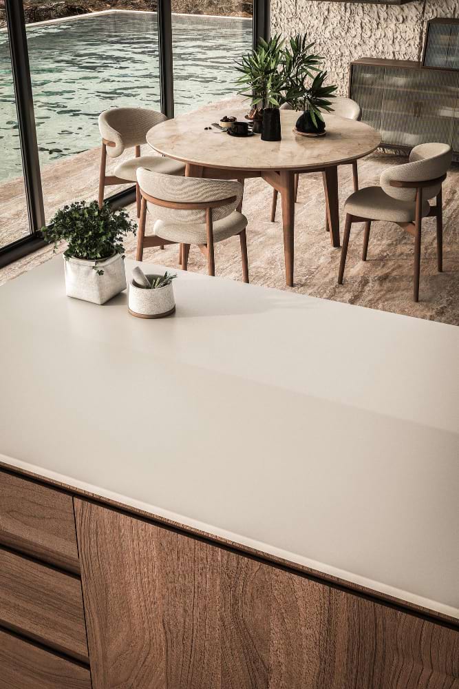 Minimal kitchen stone surface fresh