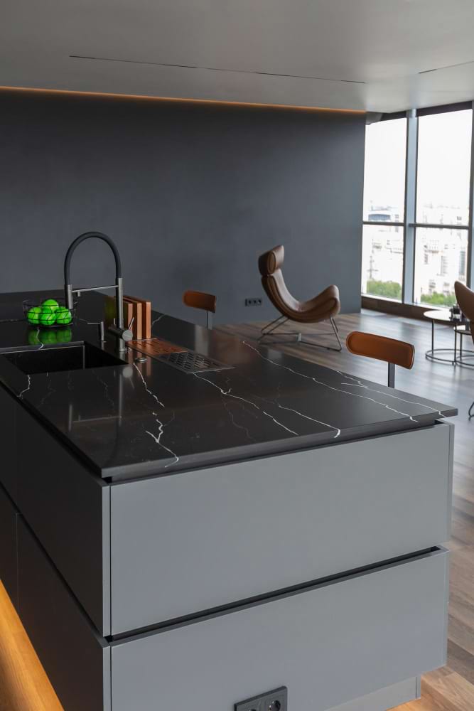 Classic modern kitchen stone countertop veining