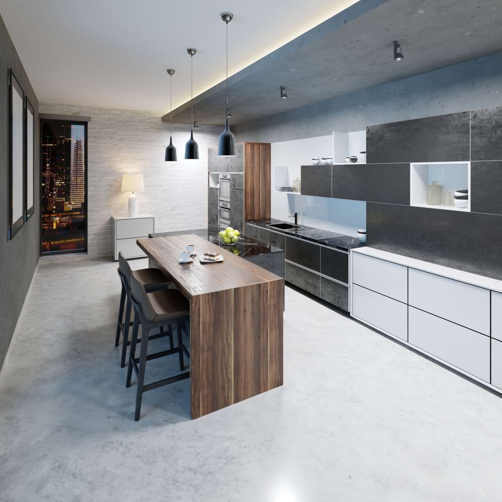 Refined kitchen stone island warm