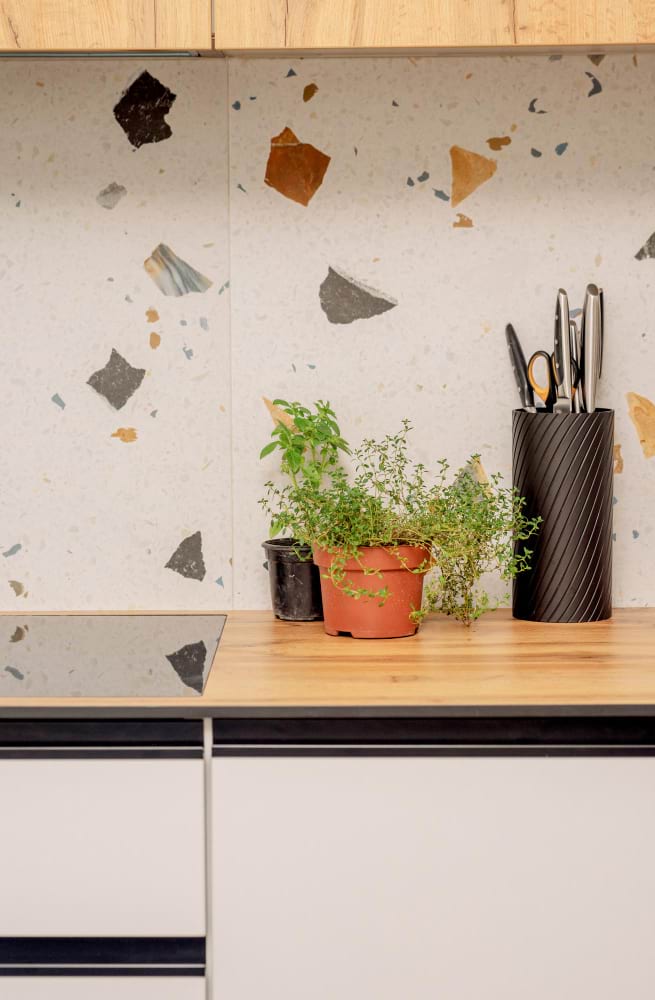 Natural modern kitchen stone countertop floral