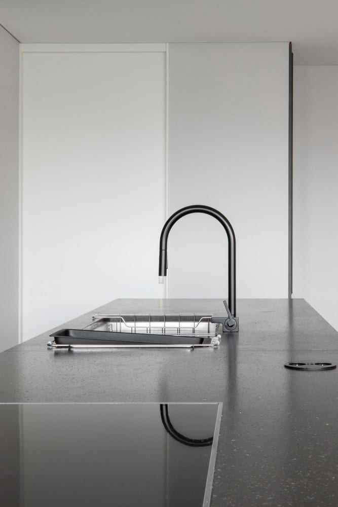 Modern kitchen smooth stone countertop terrazzo