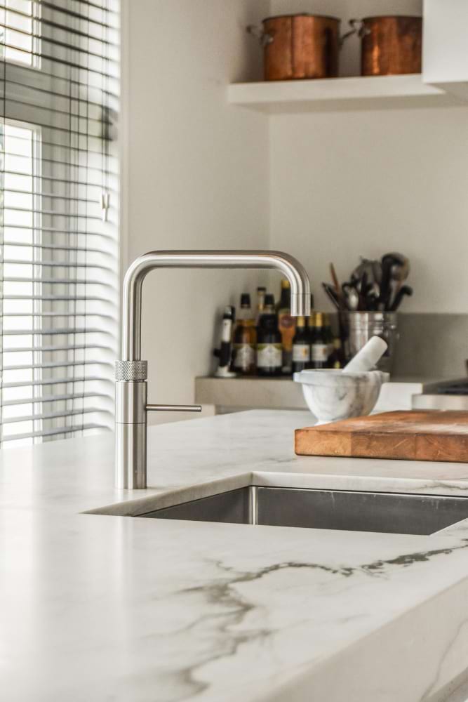 Modern kitchen stone work surface grey