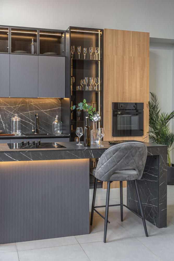 Modern kitchen stone countertop inspiration blue