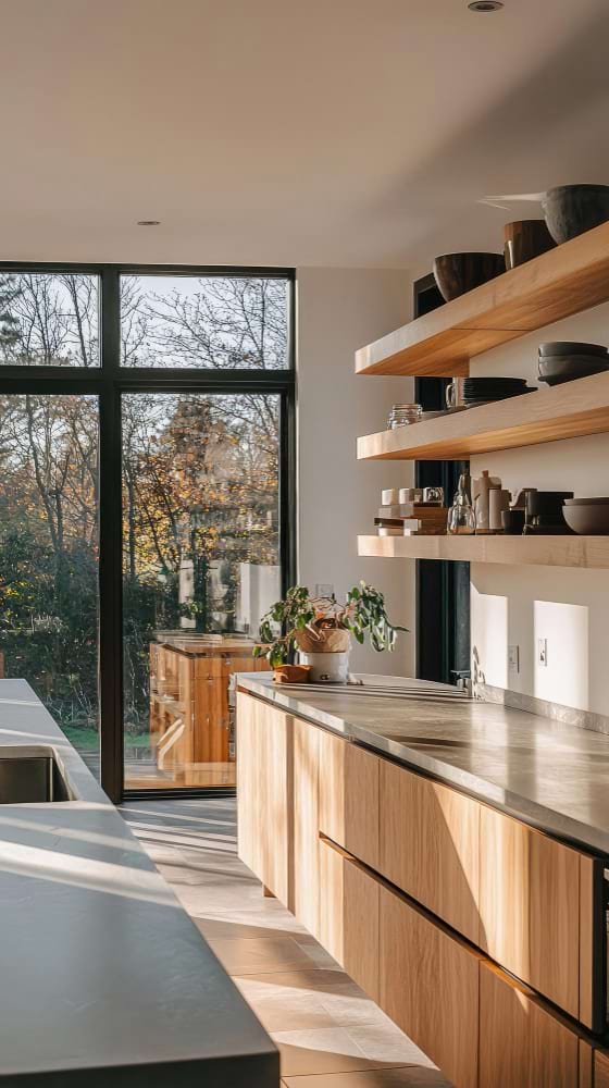 Modern kitchen stone countertop visual bar